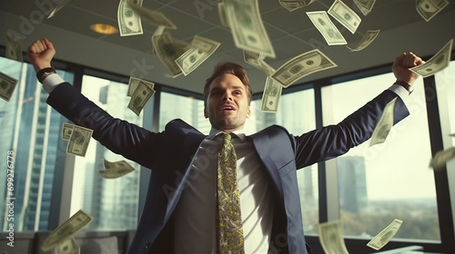 Financial Triumph: A Banker's Display of Wealth and Power