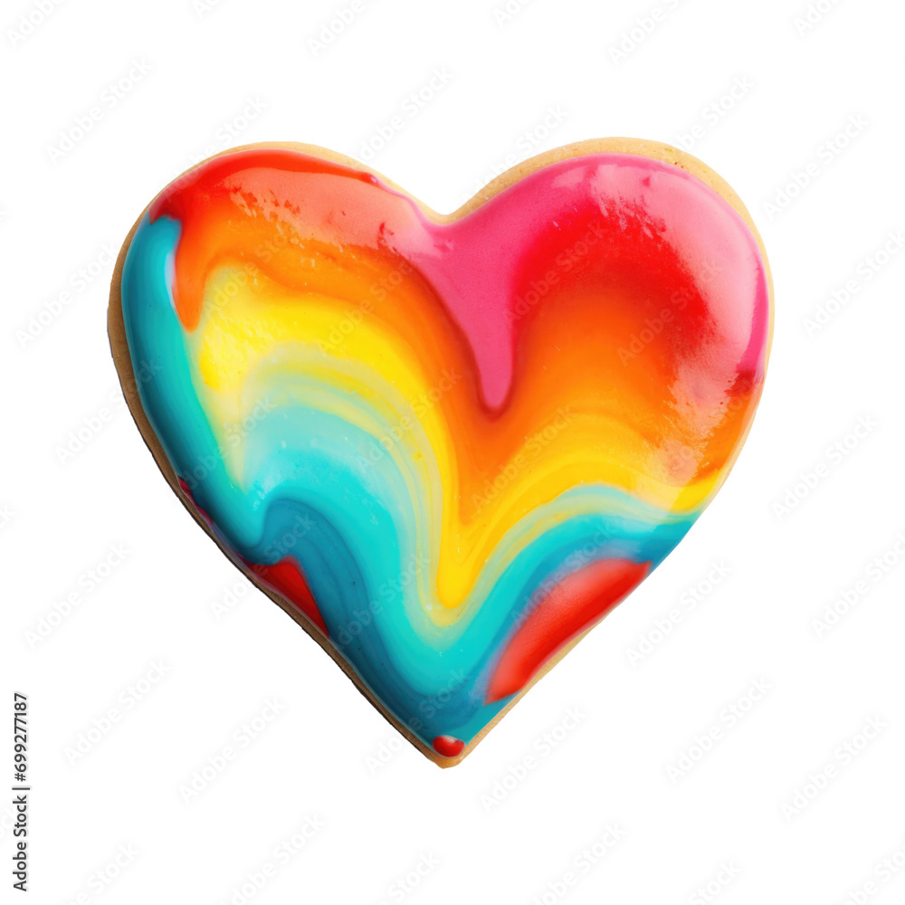 Rainbow Valentine Heart Cookies Isolated on a Transparent Background