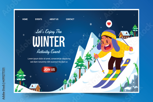 flat landing page template winter season design vector illustration