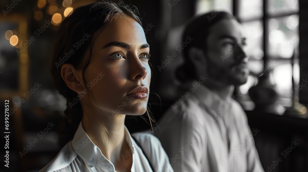 The essence of two individuals in contrasting styles, one in vivid color and the other in stark monochrome, symbolizing the multifaceted nature of identity. The essence of two individuals in contrasting styles, one in vivid color and the other in stark monochrome, symbolizing the multifaceted nature of identity.