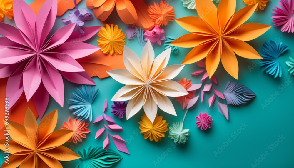 Autumn leaves backdrop, nature illustration, abstract wallpaper, colorful flower collection generated by AI
