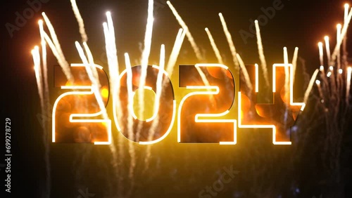 happy new year neon background. 2024 [ Serial 1-10 ]	