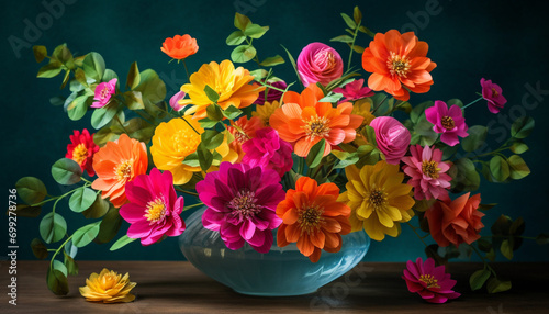 A colorful bouquet of fresh flowers brings nature beauty indoors generated by AI