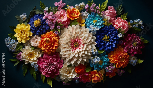 Freshness of summer blooms in a multi colored bouquet of flowers generated by AI