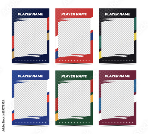 Hockey Sport player trading card frame border template design photo
