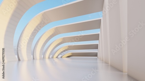 Abstract architecture background arched interior 3d render