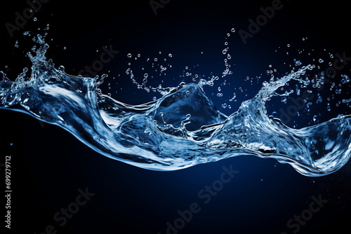 Dynamic Blue Water Splash on Black