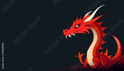 Red dragon on black background for Chinese New Year 2024