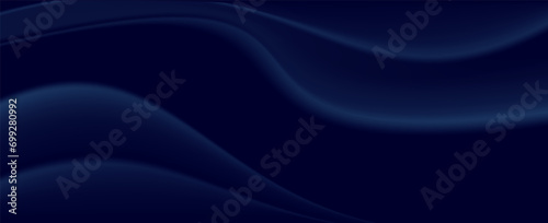 Abstract dark blue horizontal banner background with shiny geometric shapes and diagonal lines. Modern graphic design element, vector