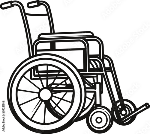 Wheel chair silhouette with shadow and text on a white background. Stock competition of people with disabilities to move. Handicap. AI generated illustration.