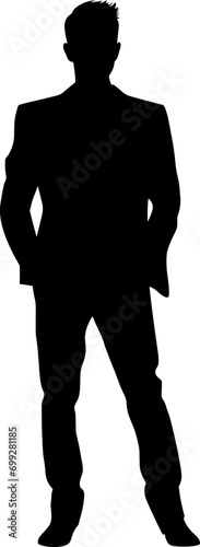 Handsome man silhouette vector on white background. AI generated illustration.