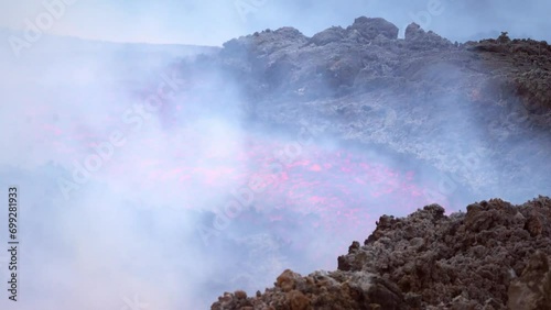 Etna Eruption in Sicily. Lava flow 