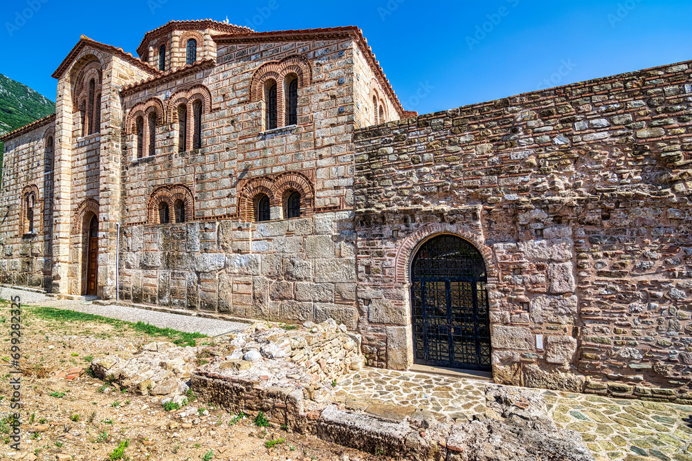 View of the Stone Greek traditional old Orthodox church in Christianoupoli