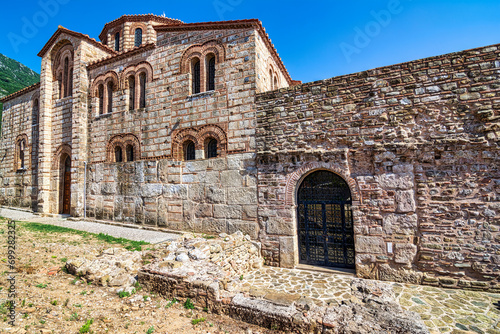 View of the Stone Greek traditional old Orthodox church in Christianoupoli