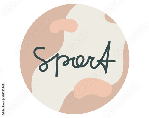 Social media story cover template. Abstract round vector isolated sticker with handwritten lettering sport, flat style.