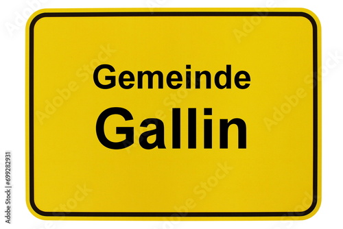 Illustration eines Ortsschildes der Gemeinde Gallin in Mecklenburg-Vorpommern photo