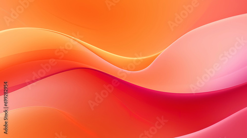Abstract smooth waves in shades of orange and pink
