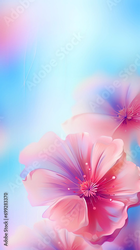 Soft abstract background with blurry flowers and aqueous effects