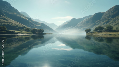 Majestic mountain range reflects in tranquil blue pond, breathtaking scenery generated by AI