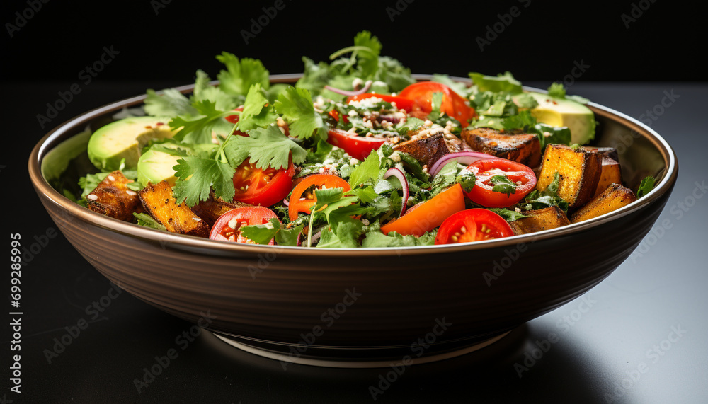 Healthy vegetarian salad with fresh vegetables and gourmet ingredients generated by AI Healthy vegetarian salad with fresh vegetables and gourmet ingredients generated by AI