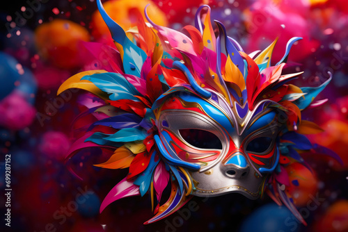 Holiday Elegance: Carnival Mask on Saturated Background