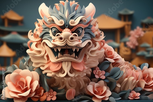 Wooden Dragon for Chinese New Year 2024, Crafted Tradition, Handmade Wooden Chinese Dragon Illuminates the Scene with Rich Colors in Artistic Cultural Heritage photo