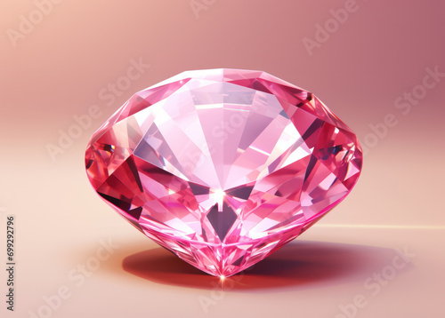 Macro shot of a bright pink diamond against a pink background  generative AI