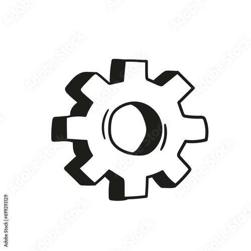 Gear wheel and cog wheel mechanism cartoon icon. Business concept innovation and movement. Vector illustration doodle style.