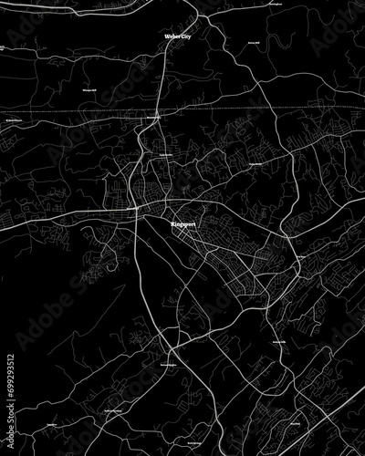 Kingsport Tennessee Map, Detailed Dark Map of Kingsport Tennessee