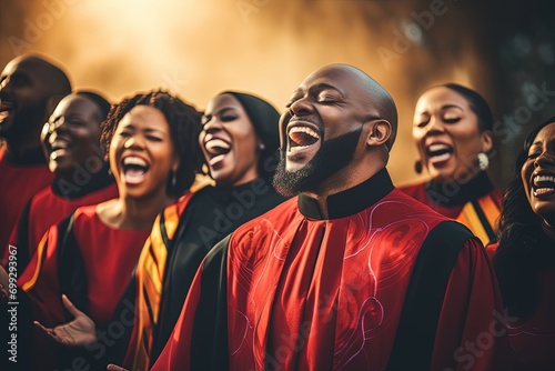 Black christian gospel singers praising Jesus Christ. photo