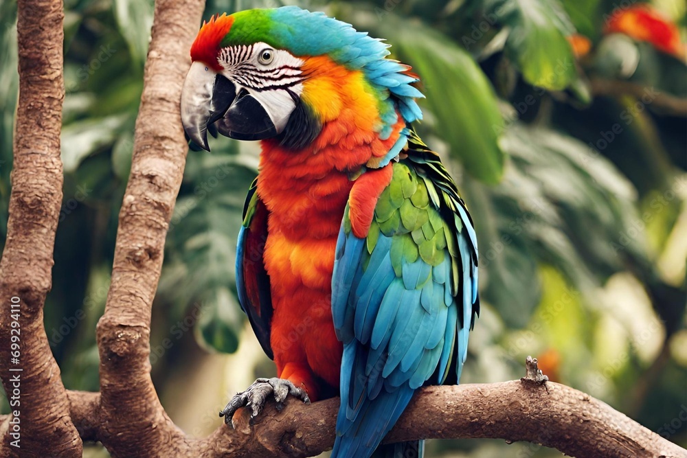 blue and red macaw