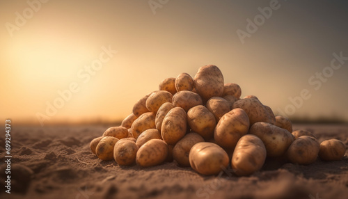 Nature bounty Fresh, organic vegetables harvested at sunset on a farm generated by AI