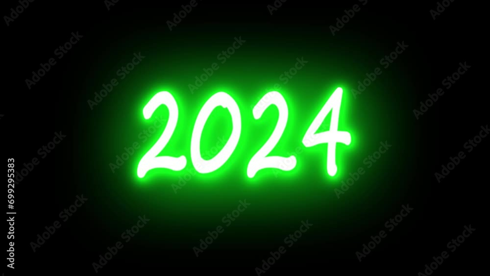 retro neon light 2024 motion on black background retro neon light 2024 motion on black background