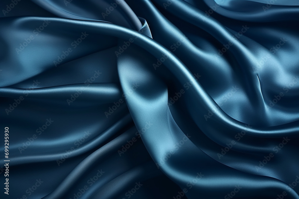 Fototapeta premium Beautiful Dark Blue Silk Satin Background - Created with Generative AI Tools