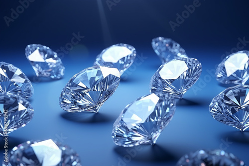 Luxury Diamonds on Blue Background - Sparkling Gems for Exquisite Designs - Created with Generative AI Tools