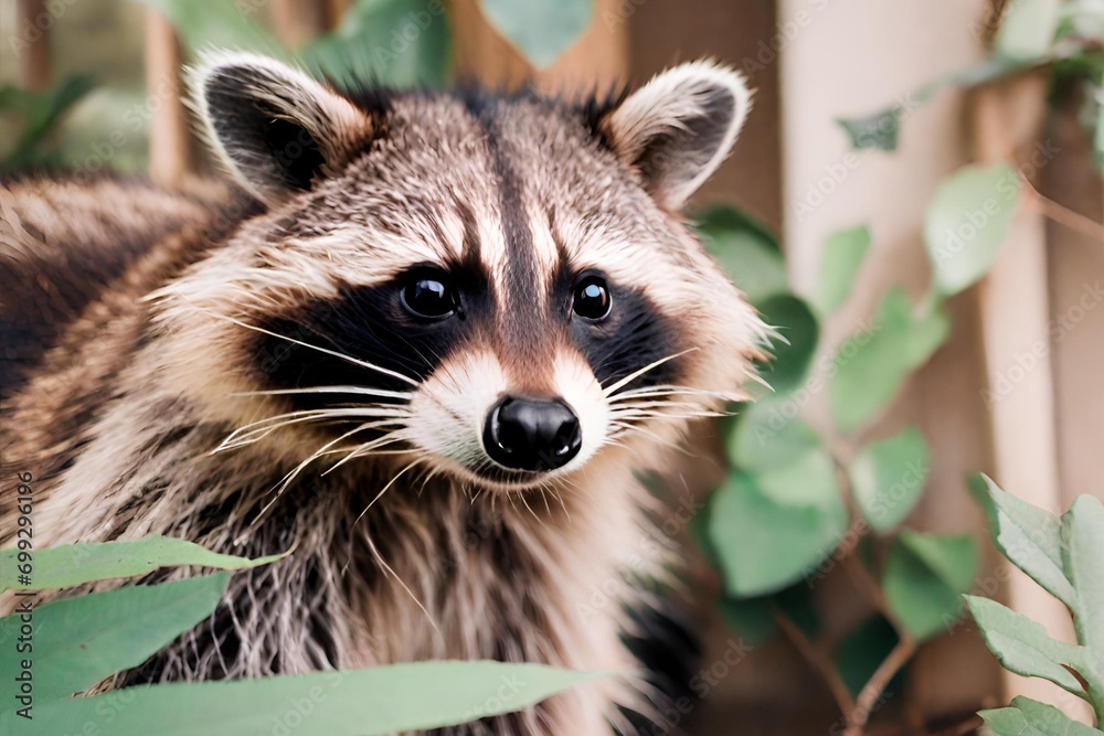 close up of a raccoon