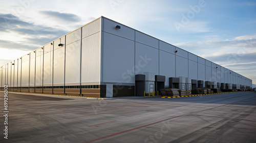 Outdoor warehouse. Loading doors of a warehouse. AI Generative