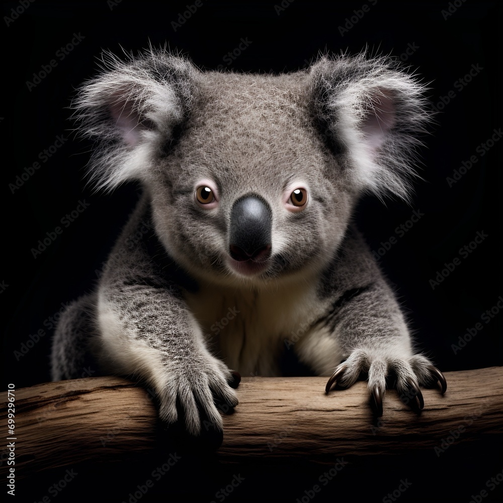 Fototapeta premium Koala portrait with a black background