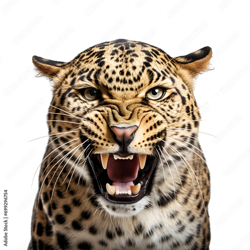Obraz premium Leopard Half Body Picture, Isolated on Transparent Background, PNG