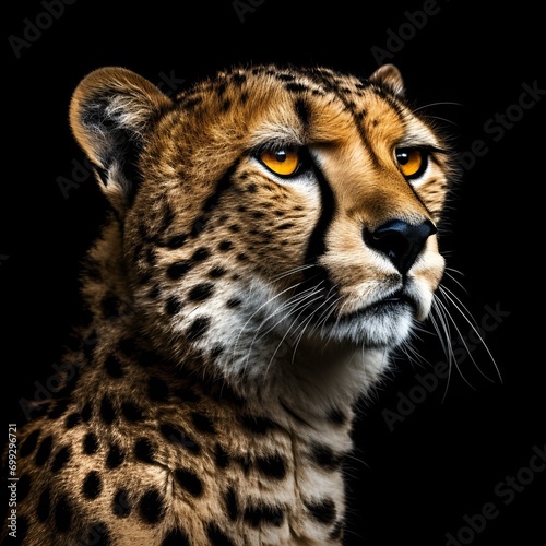 Cheetah portrait with a black background 