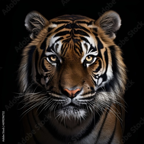 Tiger portrait with a black background 