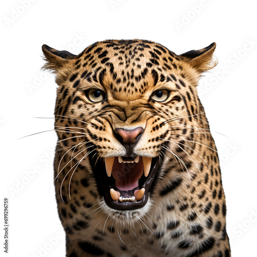 Image of a Half Body Leopard, Isolated on Transparent Background, PNG photo