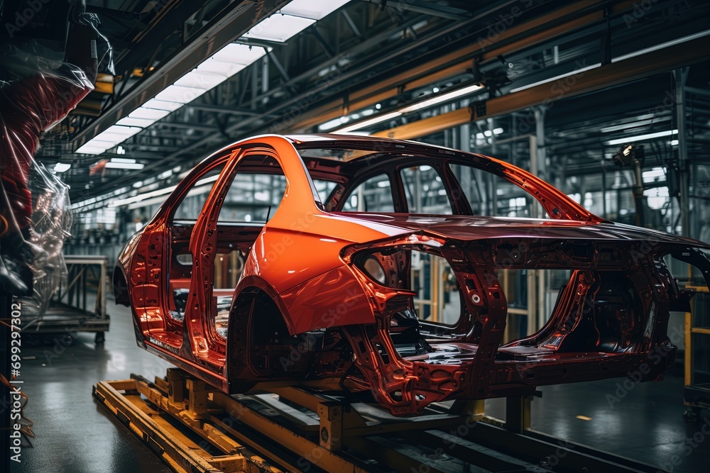 Fototapeta premium New car construction at the factory.