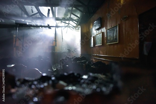 Interior of a pub after the fire.