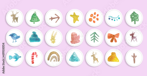 watercolor circles highlight with forest animals vector set