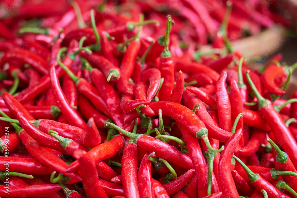 Red chili peppers on the market in Vietnam.