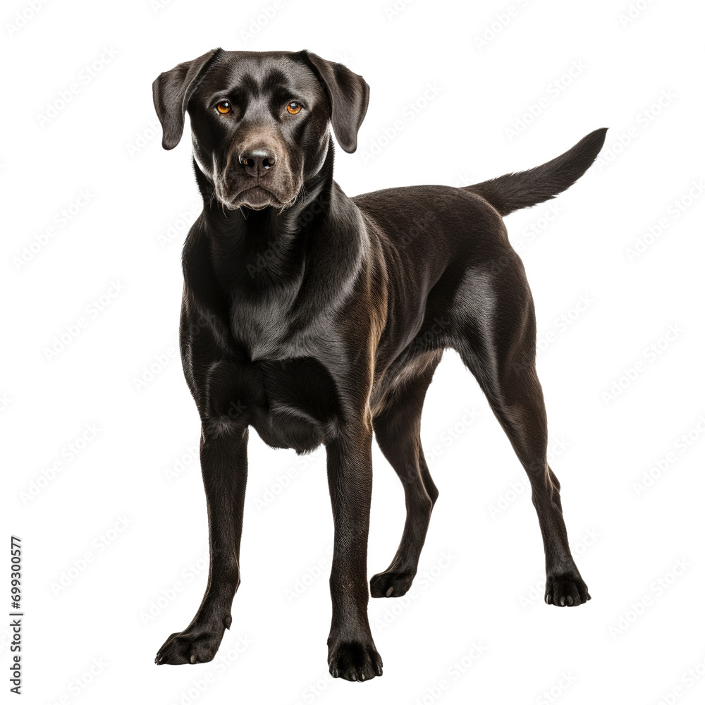 Beautiful Labrador Staffordshire Crossbreed Dog Standing In white Background