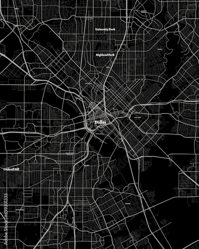 Dallas Texas Map, Detailed Dark Map of Dallas Texas photo