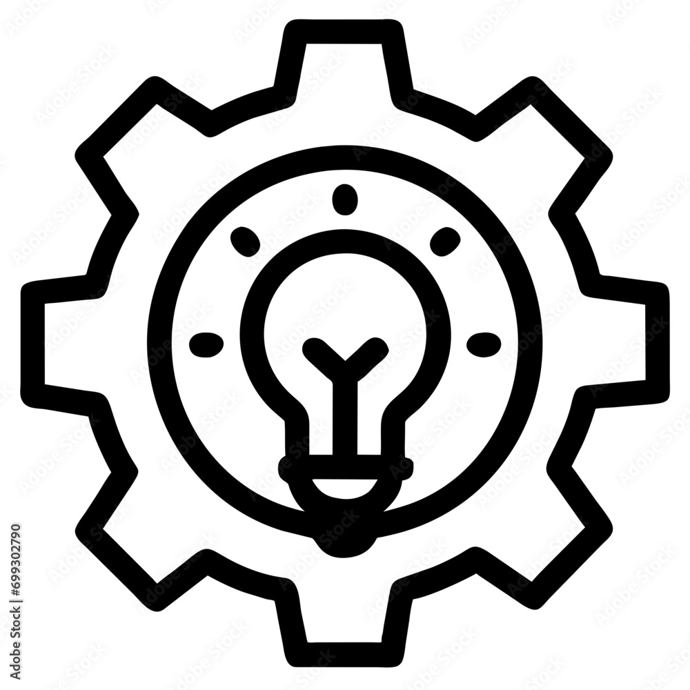 Gear with lightbulb center. vektor icon illustation Gear with lightbulb center. vektor icon illustation