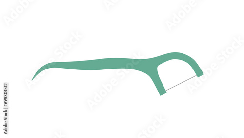 Plastic toothpick with floss in mint color isolated on transparent and white background. Dental concept. 3D render